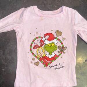 Pink Kids Shirt with Grinch and Cindy Lou Who Design